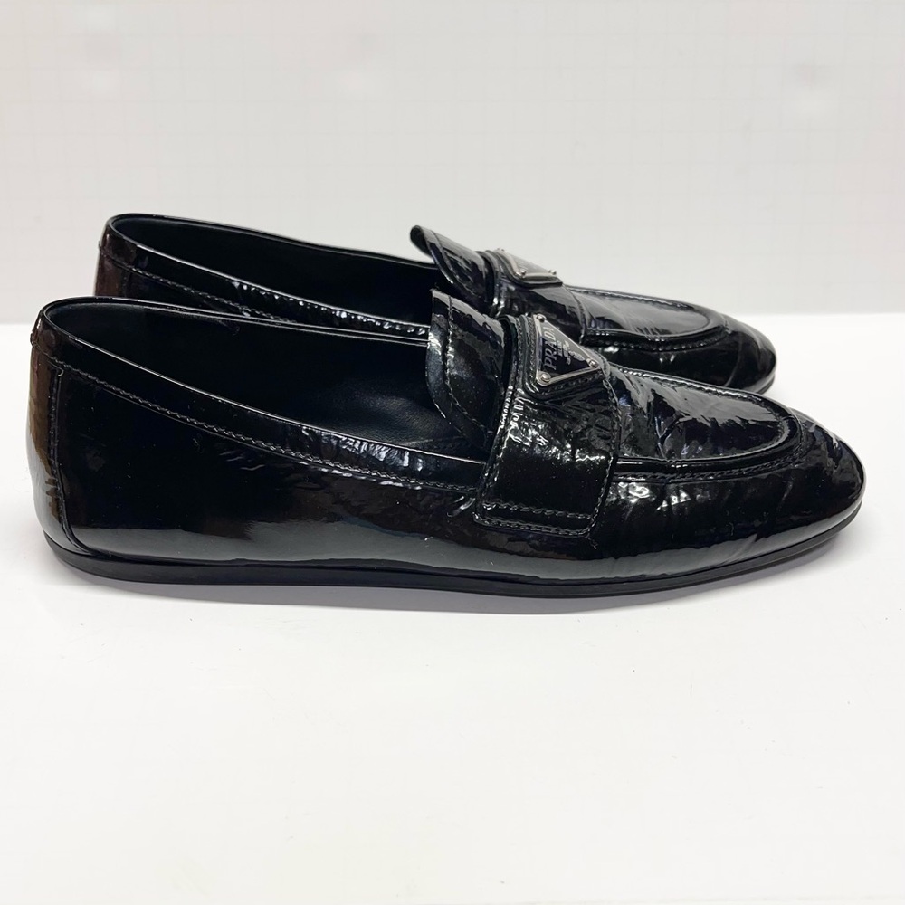 Prada Patent Leather Loafers Black Women’s Size 37 - Picture 2 of 10